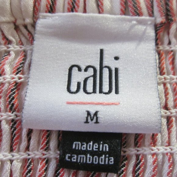 CAbi Top M Carnival Red/White Stripe Puff Sleeve Spring 2021 #5890 - Picture 3 of 10
